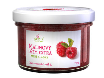 GREŠÍK Malinova marmelada ekstra manj sladka 210 g. / 1 kos