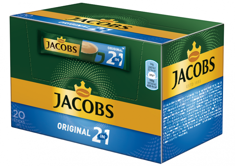 Jacobs Original 2v1 instant kava 20 kosov 280 g / 1 kos