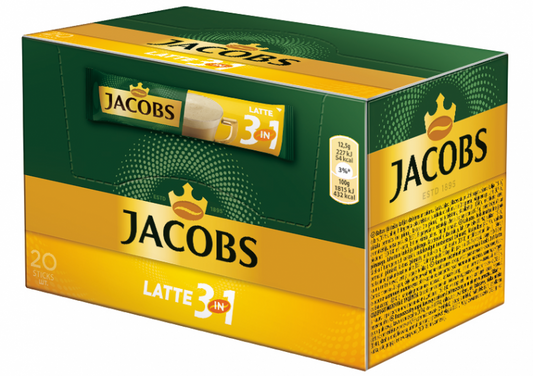 Jacobs Latte 3v1 instant kava 20 kosov 250 g / 1 kos